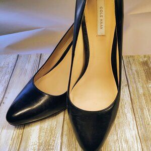COLE HAAN Grand OS Stiletto Heel Almond Toe Black Slip-On Pump Shoes Women Sz 7B